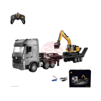 【ToysRUs 玩具反斗城】1:18遙控拖板車-附靜態挖土機