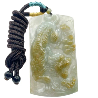【琪臻珠寶】天然A貨翡翠糯種黃翡虎牌吊墜(山水虎爺公_緬甸玉_升官發財下山虎_母親節禮物)