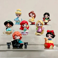 Disney Princess Fairy Town Series Blind Box Cute Snow White Petunia Ariel Mystery Box Tabletop Decor Mini Princess Doll Kid Gift