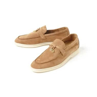 Sepatu LORO PIANA SUMMER WALK SUEDE BROWN WOMEN LOAFER 100% ORIGINAL Size 38