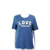 LOVE MOSCHINO 字母印花純棉藍色短袖TEE T恤