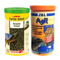 【Sera 德國】澤龜環狀飼料+JBL烏龜主食Agil 1L×2 澤龜.水龜.陸龜飼料(兩棲爬蟲主食飼料 S32428+Agil)