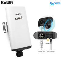KuWFi 5G Outdoor Router Wireless Hotspot With SIM Card Slot Gigabit Ethernet Long Range Access Point Port IP66 Waterproof
