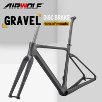 Airwolf Carbon Gravel Bike Frame BB386 Max 700*45C Tires Cycrocross Bicycle Frame 27.5ER*2.1Inch Tires Gravel Bicycle Frame