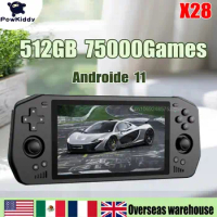 Powkiddy X28 Retro Handheld Video Game Console Android11 5.5 Inch Touch Screen Supports HD TV OUTPUT 512G 75000 GAME PSP PS2