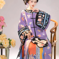 Qing and Han Women's Cardigan round Neck Yuehua Horse-Face Skirt Machine Embroidery Dynasty Clothing Non-Han