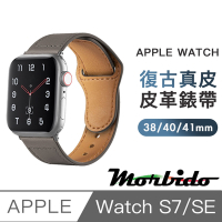 蒙彼多 Apple Watch S7/SE 38/40/41mm復古真皮革錶帶