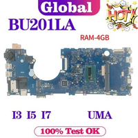 Notebook Mainboard BU201LA For ASUS PRO ADVANCED BU201 BU201L Laptop Motherboard i3 i5 i7 4GB/RAM DDR3L MAIN BOARD UMA TEST OK