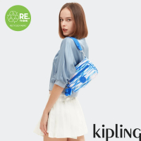 【KIPLING官方旗艦館】藍粉海洋波紋印花多袋收納手提斜背兩用包-MILOS UP