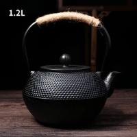 1200ml Black Japanese Cast Iron Teapot Large Capacity Teapot Kitchen Mini Metal Japanese Loose Pots Withdecorative Tea Infuser