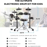 Alesis Debut Kit – Kids Set With 4 Quiet Mesh Electric Pads, 120 Sounds, Stool, Sticks, Headphones