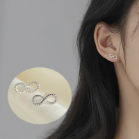 New Fashion Classic Female Earrings 925 Silver Needle 8-shaped Infinite Inlaid Cubic Zircon Earrings for Women Wedding Jewelry