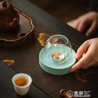 【樂天新品】新中式防風燭台玻璃罩家用夏季擺件驅蚊蠟燭托台香薰無煙陶瓷底座