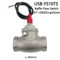 USB-FS10TS Normally open Circuit Baffle Flow Switch 0.3A Max Load DC5-24V Reliable BSP G 1" Female made of SUS304 Stainless Stee