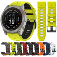 QuickFit 26mm 22mm Two Tone Silicone Strap For Garmin Fenix 7X 7 Pro 6 6X/Epix Pro Gen 2 51mm 47mm/Tactix Watch Band Accessories