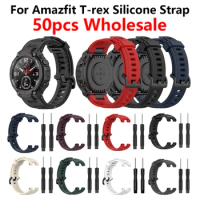 50pcs Replacement Sport Strap For Huami Amazfit T-Rex Adjustable Strap Bracelet For Xiaomi Amazfit T-Rex Pro Silicone Strap