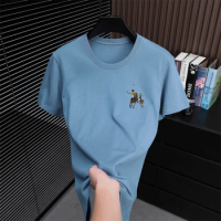 Brand Embroidery Cotton Short Sleeve T Shirt Men Summer 2024 Quality Fashion Slim Luxury L-5XL Ropa Hombre O Neck Men's Clothing