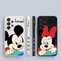 Sarung Telefon Bimbit Silikon Cecair Bercetak Sisi, Rekaan Mickey dan Minnie Mouse Bertuah, Untuk Sa