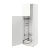 METOD 高櫃附清潔用品收納架, 白色/vallstena 白色, 60x60x200 公分