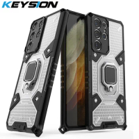 KEYSION Shockproof Case for Samsung S22 Ultra 5G S21 FE Note 20 10+ Plus Ring Stand Phone Cover for Galaxy A72 A52S A42 A32 A12
