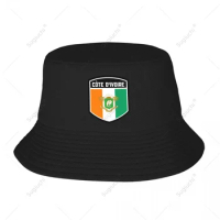 Cote D'Ivoire Flag Shield Bucket Hats Print Cool Fans Sun Shade Simple Classic Outdoor Summer Fisher