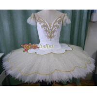 Nutcracker Sleeping Beauty Professional Ballet Stage Costume Aurora White Gold Professional Ballet Tutus Dress