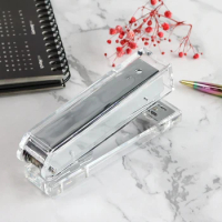 Office AccessoriesTransparent Silver Stapler Acrylic Body Metal Core Heavy Duty Stapler Home Office Multi-Purpose Stationery