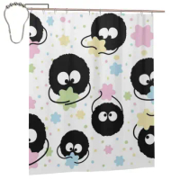 Susuwatari Konpeito Soot Sprite Unique decor Modern Fabric Bathroom Shower Curtains art design Print