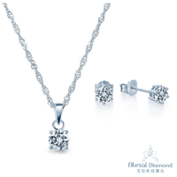 Alesai 艾尼希亞鑽石 30分鑽石 F/VS2 四爪 鑽石項鍊&amp;六爪 鑽石耳環