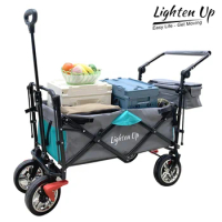Lighten Up 150kg Portable High Configuration Garden Car Folding Trolley Shopping Utility Wagon Cart