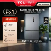 TCL Kulkas 4 Pintu - Kapasitas 439L - Twin Eco Inverter - Tanpa Bunga Es - Lemari Es - P500CD