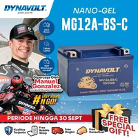 DYNAVOLT Aki Motor YAMAHA T-Max 500, dll | Nano-Gel MG12A-BS-C | 10 AH 155-265 CCA