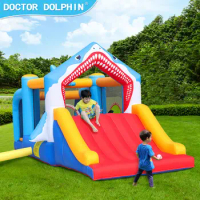 High Quality Cool Chark Party Outdoor Inflatable Castle Trampoline For Kids Inflatable Red Slide