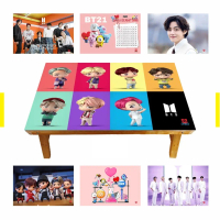 MEJA BELAJAR ANAK KARAKTER TINYTAN TINY TAN BT21 BTS LIPAT furniture Kayu