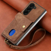 Shockproof Case For Samsung Galaxy Z Fold 5 5G Luxury Leather Card Slot Phone Etui For Galaxy Z Fold5 Case Z Fold 5 Back Cover