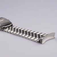 22mm Silver Jubilee Watch Band Solid Curved End Links Strap Bracelet Double Push Clasp For Seiko 5 SRPD53K1 SKX007
