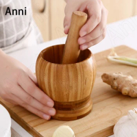 Creativity Bamboo Wood Mortar and Pestle Nordic Modern Spices Garlic Medicinal Materials Mashed Gadgets Home Kitchen Accessories