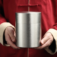 哲明 錫罐錫制茶葉罐錫茶罐 茶具錘紋復古做舊錫存儲罐密封罐茶葉