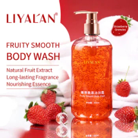 500ml Fruity Smooth Body Wash Clean Skin Brightening Scrub Granules Exfoliating Shower Gel Soothing Bath Anti-Acne Body Care