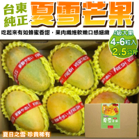 【果農直配】台東純正夏雪芒果大果x2盒(每盒4-6入/約2.5kg)