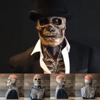Halloween Creppy Skeleton Biochemical Mask Cosplay Horror Bloody Skull Latex Helmet Costume Props
