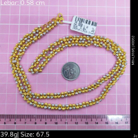 Emas 916,Rantai Leher Itmn L2.8 Node 0.58cm Design:6914<X0D5J>L916F(M9)-Size: 67.5cm