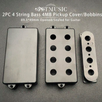 2Pcs Bass Pickup Cover/Bobbin for 4 String Bass 4MB Opened/Sealed Guitar Pickup Cover 89.5*49mm For Pickup Makers Black