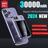 Miniso New 30000mAh Magnetic Wireless Charger Power Bank 22.5W Mini Portable Powerbank For iPhone Samsung Huawei Fast Charging