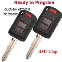 KEYECU 2x Remote Car Key With 2+1 3 Buttons 315MHz ID47 Chip for Mitsubishi Eclipse 2018 2019 2020 2021 Fob OUCJ166N 6370C135