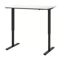 TROTTEN 手動升降桌, 工作桌, 白色/碳黑色