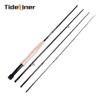 Tideliner Fly Fishing Rod 2.4m 8ft 3/4# Carbon Fiber Spinning Pole 4 Segments Cork Handle Slow Action Tackle