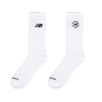 【NEW BALANCE】長襪 Crew 白 黑 厚底 毛巾布 刺繡 中筒襪 休閒襪 白襪 襪子 NB(LAS51181WT)