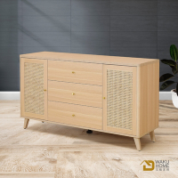 WAKUHOME 瓦酷家具Audrey日系藤編5.3尺餐櫃B001-H683寬160X深40X高90公分