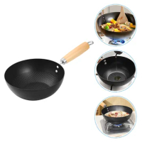 Wok Kitchen Utensil Nonstick Frying Pan Cooking Pot Electric Furnace for Gas Stove Wooden Pans